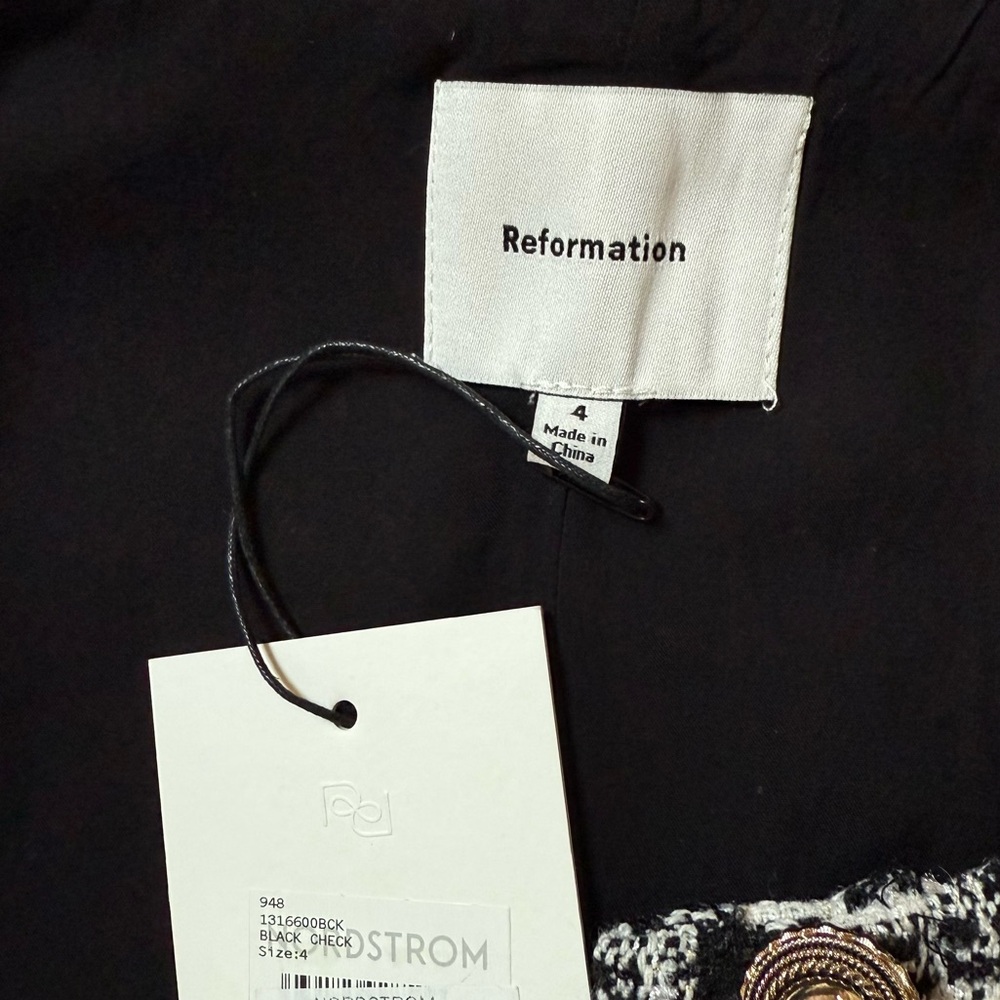 REFORMATION Tropez Mini Dress - Black Check - Picture 9 of 10